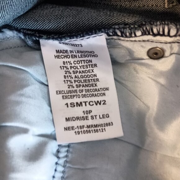 Lee Riders Mid Rise Straight Jeans Sz 10P Petite Altered Hem Slit Denim Great - Picture 2 of 9